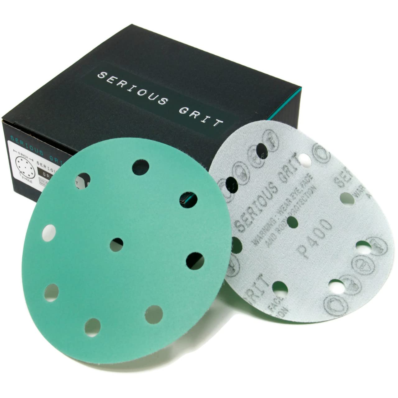 Serious Grit - 125mm 9-Hole P400 Grit Sanding Discs - 50 Pack Box