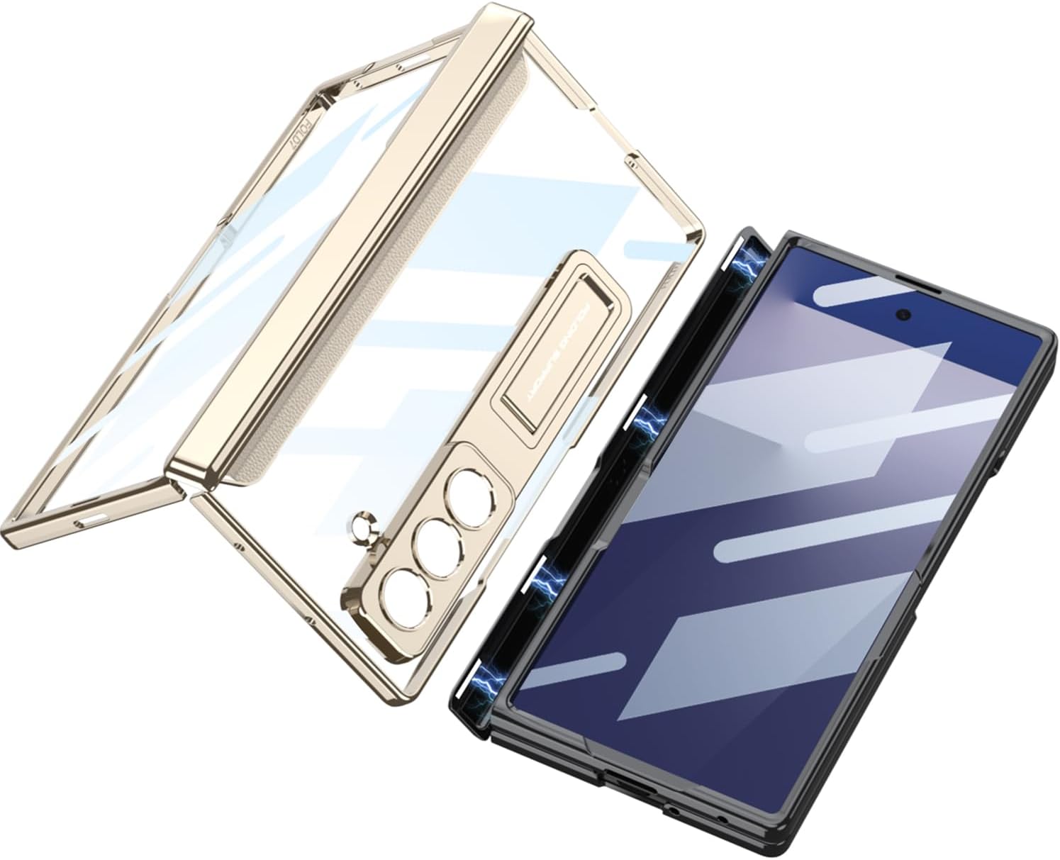 Compatible with Samsung Galaxy Z Fold 7 Case Built-in [Screen Protector] [Hinge Protection] [Kickstand] Ultra-Thin Cover Shockproof Full Body Protective Phone Case for Z Fold 7 (Black)