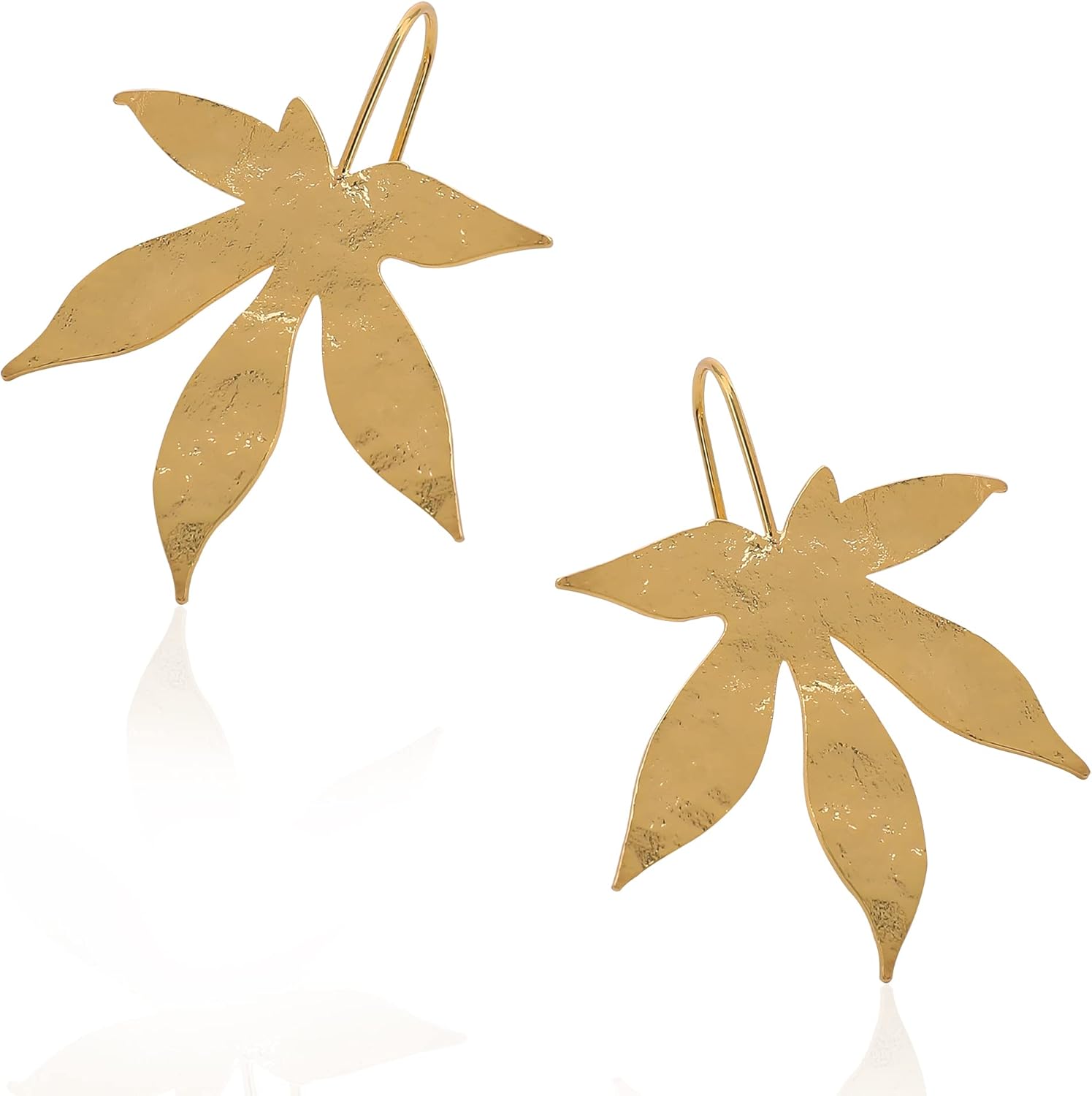 Gold Leaf Earrings for Women Lightweight Statement Palm Leaves Drop Dangle Fall Earring Ginkgo Dangling Monstera Big Filigree Boho Hook Jewelry Birthday Valentine's Day Gift