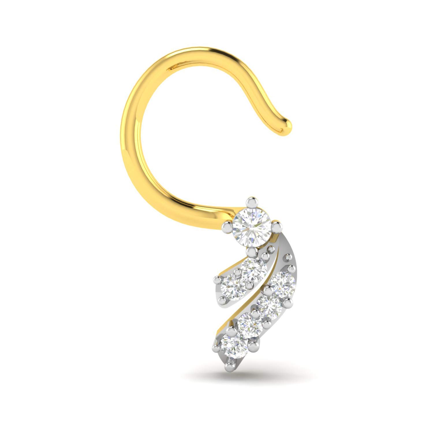 18KT Yellow Gold and Diamond Nose Ring for Women