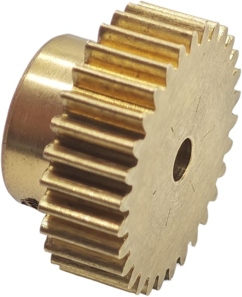 Gear Pinion, Engine,90 Teeth Copper Cylindrical 5mm Width Straight 0.6 Module 90T Spur with Step Shaft Hardware(3.17mm bore)
