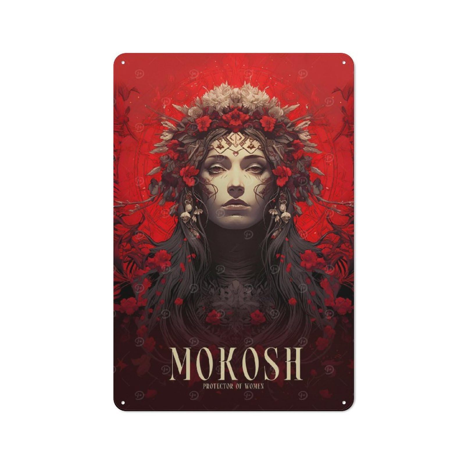 Tin Wall Plaque 30x20cm with Mokosh Portrait for Kitchen Or Home Bar, for Metal Sign Collectors, for Cafés, Pubs And Restaurants
