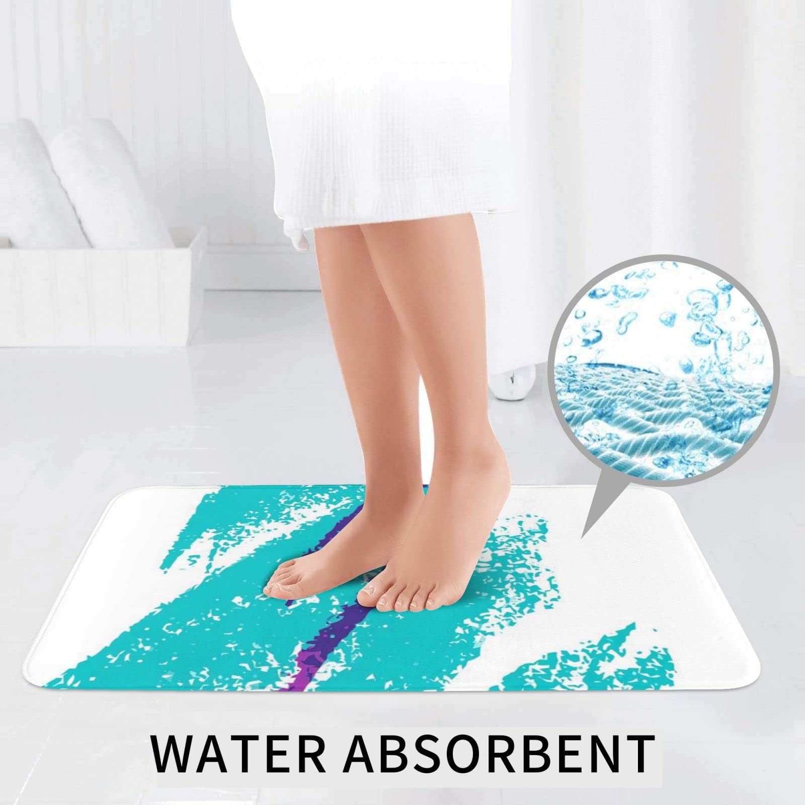 Lot de 3 tapis de bain décoratifs absorbants Motif coupe des années 90 61 x 40,6 cm