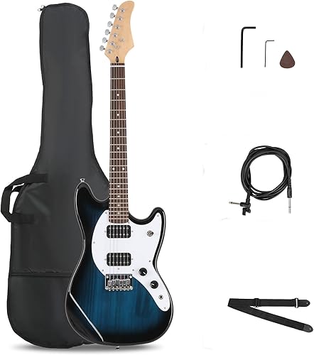 Miniatura 8 de Ktaxon Kit de guitarra eléctrica de 39 pulgadas, guitarras para principiantes con pastillas H-H, cuerpo de tilo, cuello de arce, diapasón de madera