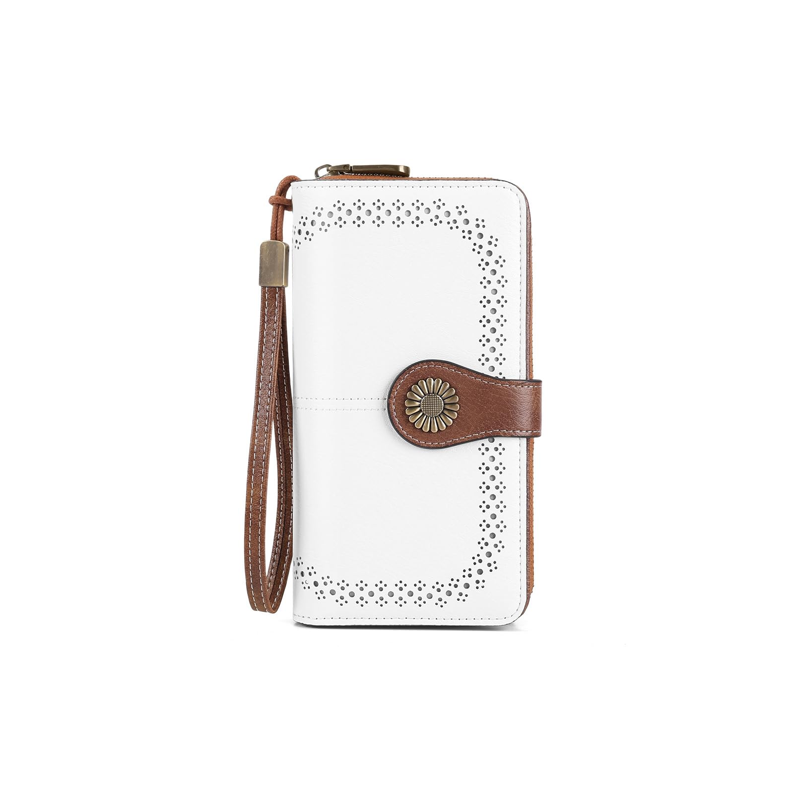 SENDEFN Portafoglio Donna Grande, Portafogli con Blocco RFID Elegante Grande Capacità Portamonete Donna in Pelle con 12 Scomparti per Carte