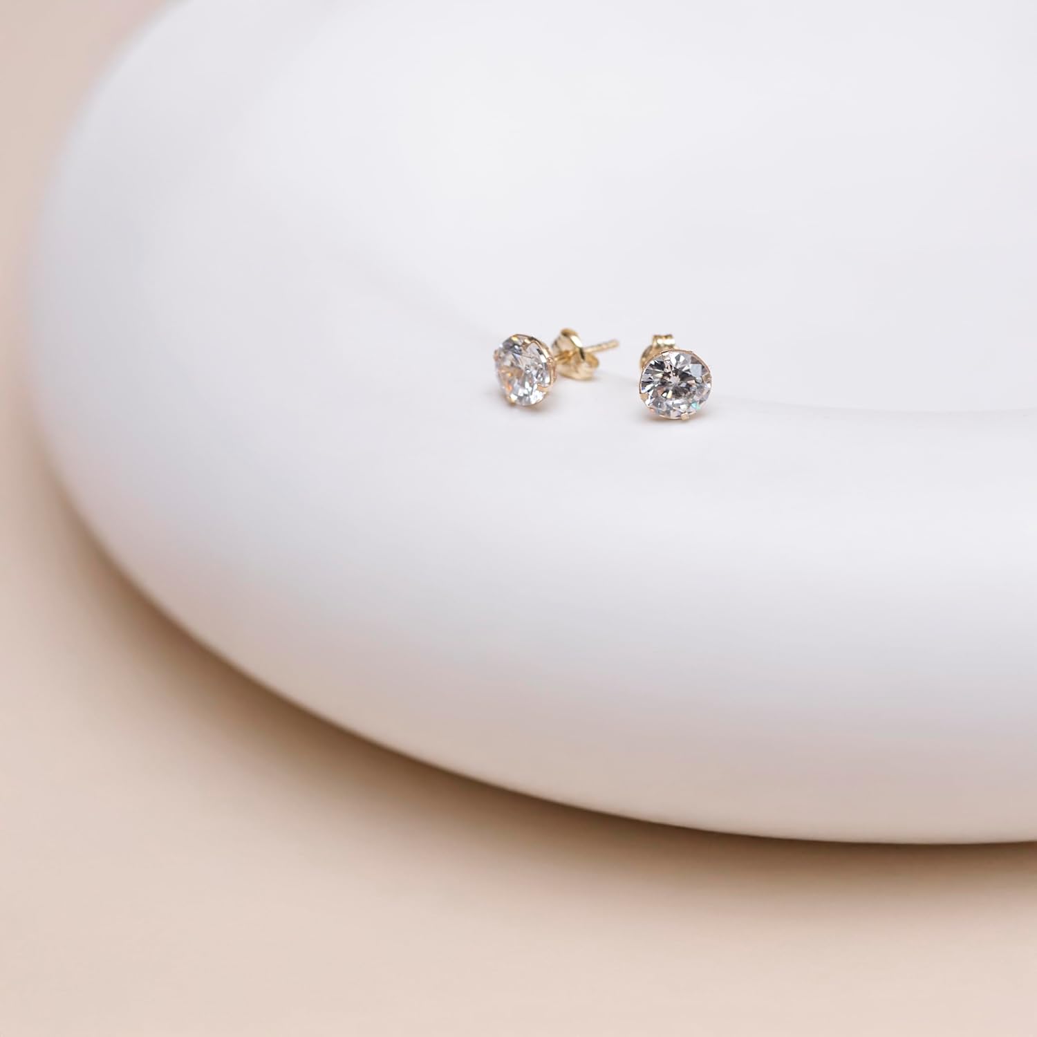 Earrings Carissima Gold Women's 9 CT Yellow Gold 5 mm Round Cubic Zirconia Stud Earrings [parallel import goods] image 2