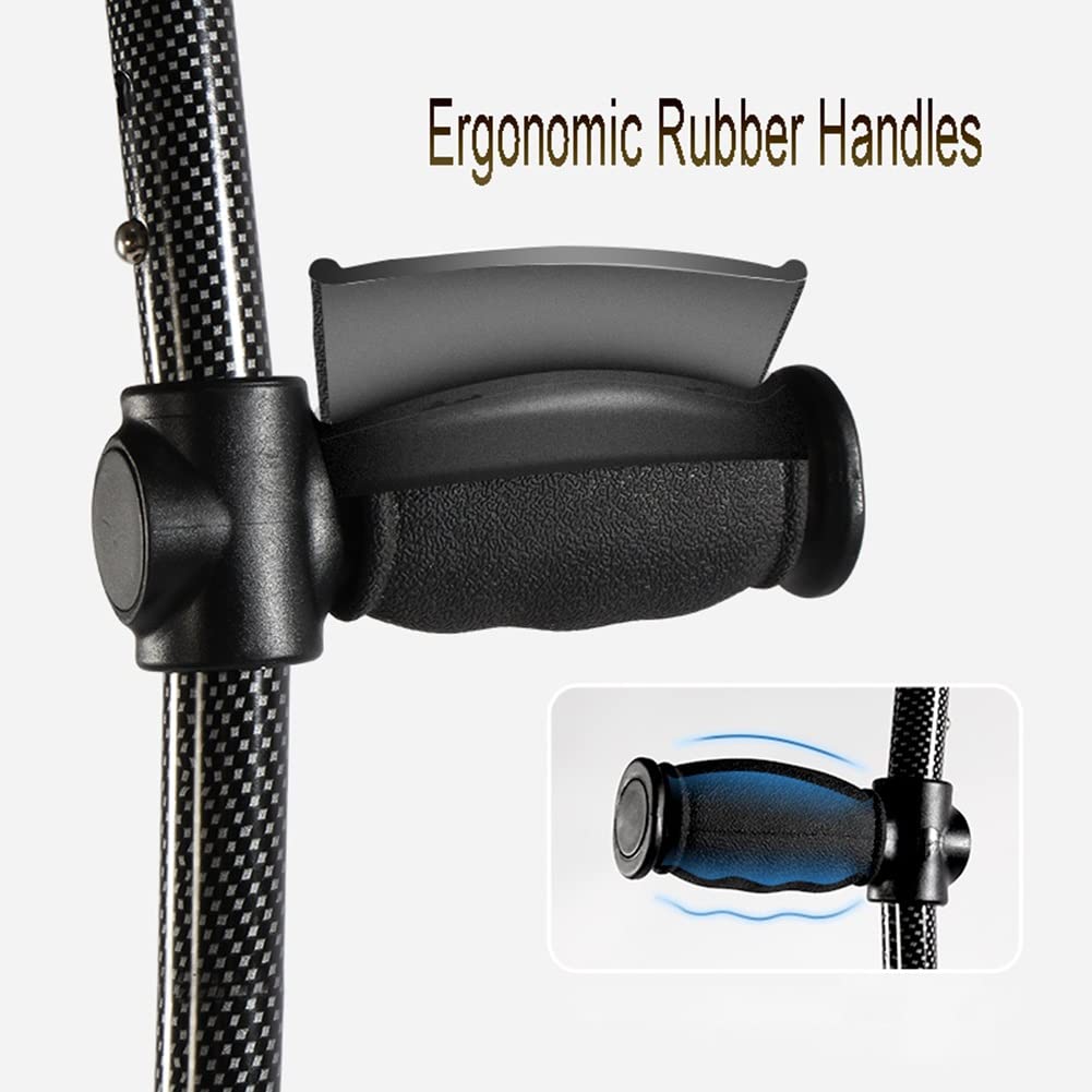 Muletas Plegables Adulto, Muletas Ortopédicas con Mango de Goma y Punta Antideslizante, 1 Unidad, Negro