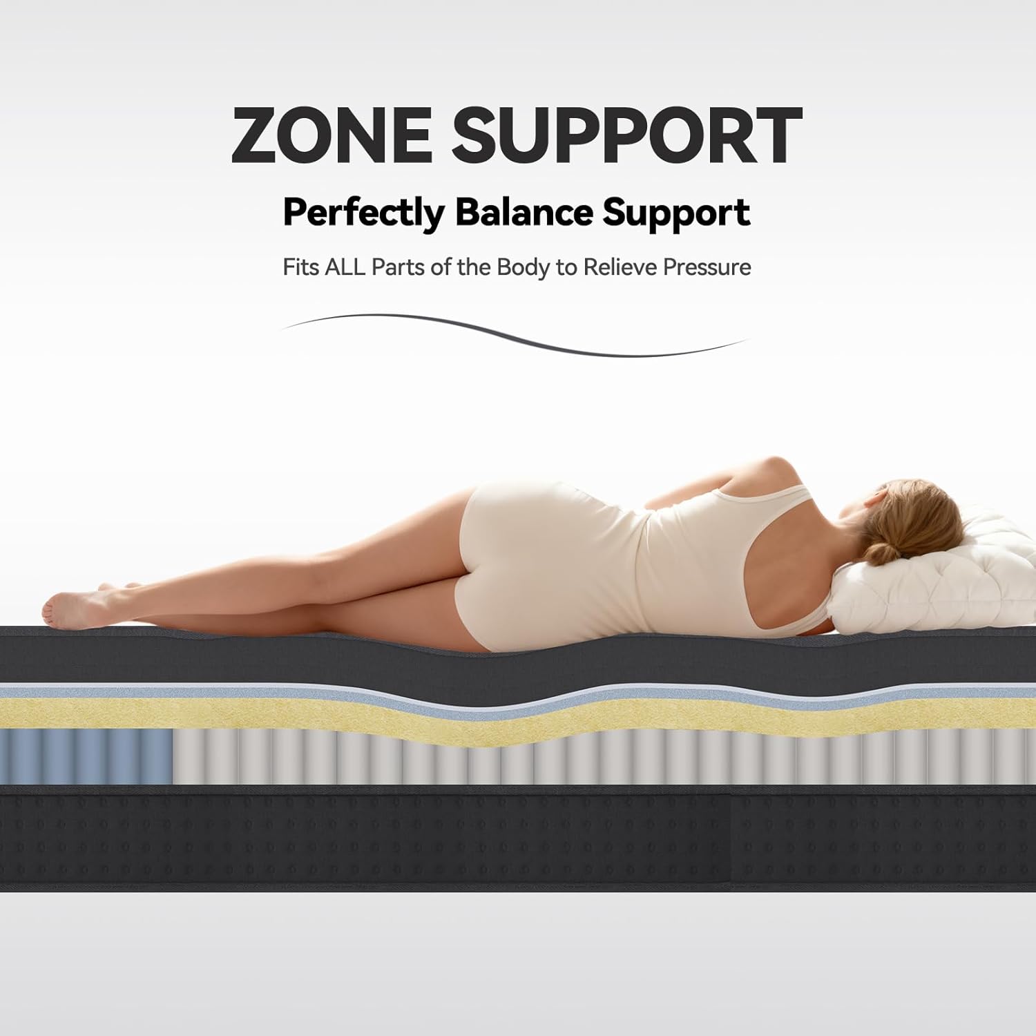 King Size Mattress, 14 Inch King Mattress in a Box, Cooling Matress with Memory Foam & Individual Pocket Springs for Pressure Relief & Spinal Alignment,CertiPUR-US Certified（Firm）