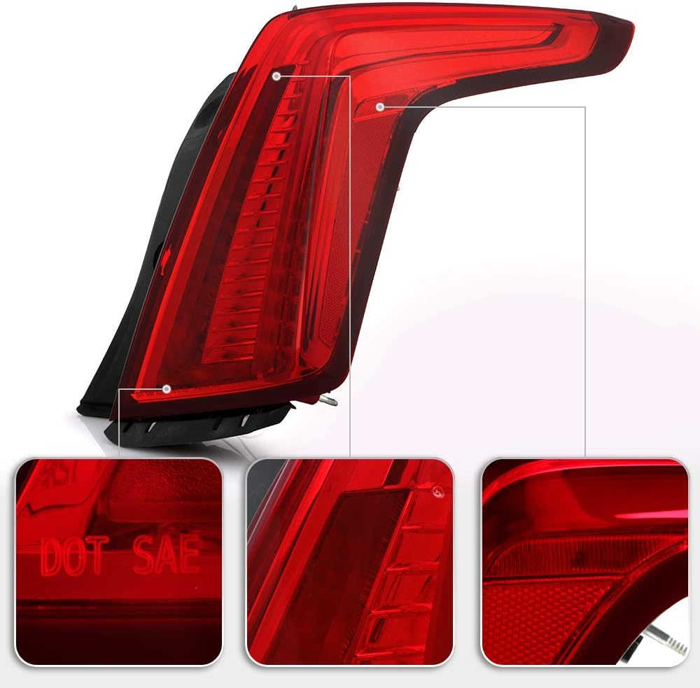 ACANII - For 2017-2019 Cadillac XT5 All Red Lens LED Tail Light Brake Lamp Assembly Replacement Right Passenger Side