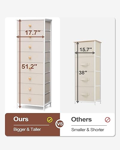 Miniatura 6 de Crestlive Products Cómoda Alta, Torre de Almacenamiento de Tela de 8 Cajones, Cajoneras - Unidad Organizadora Vertical para Dormitorio, Pasillo,