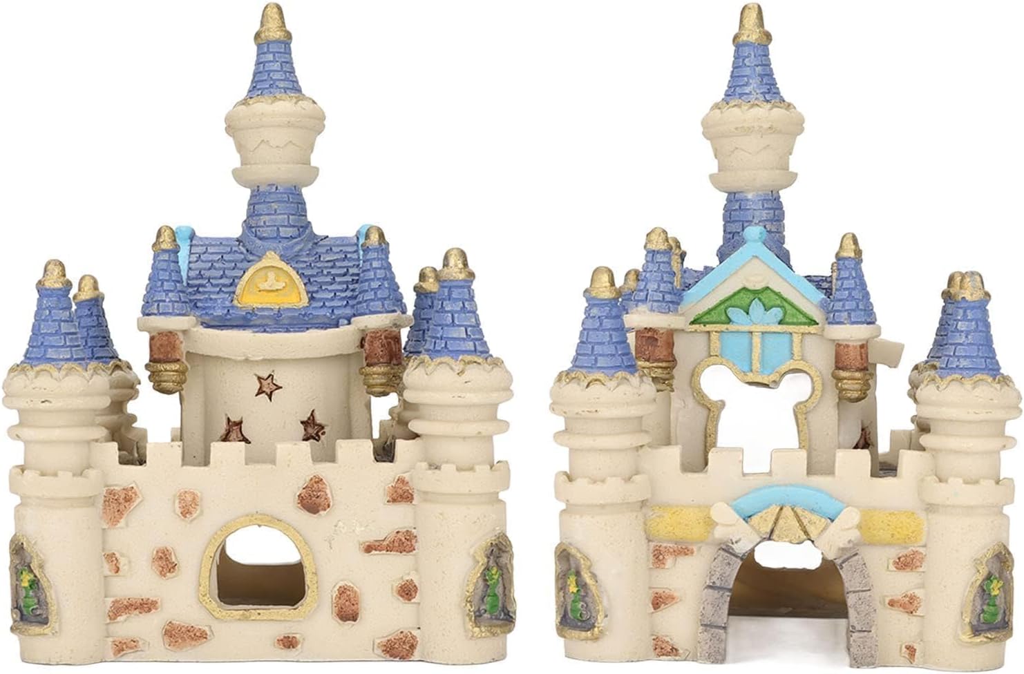 HERCHR Fish Tank Decorations, Castle Cave Hideouts & Resin Aquarium Decor Hiding Cave Ornament Fish Tank Accessories, Safe for Betta Fish