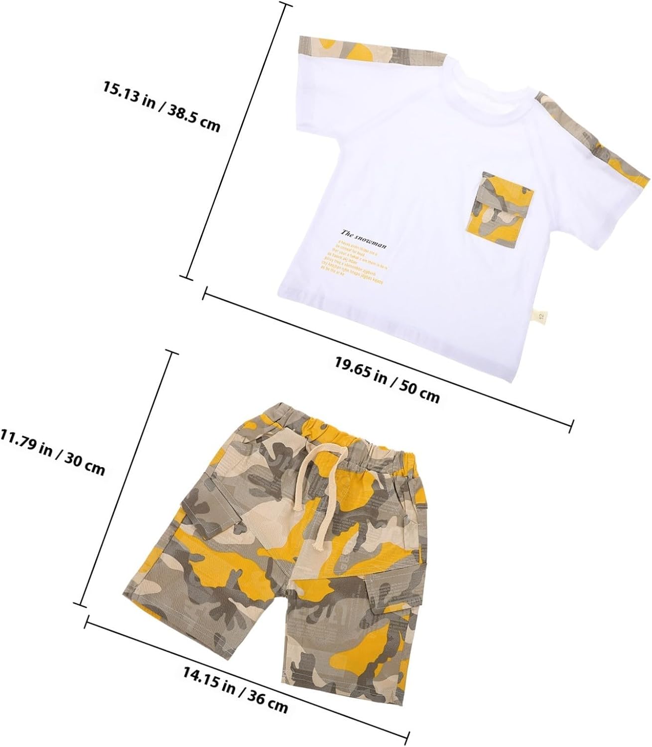 Boy Summer Clothes Set round Neck Short Sleeve T-shirt and Pants, Comfortable Fit, Breathable Polyester Fabric for Outdoors and Everyday Wear