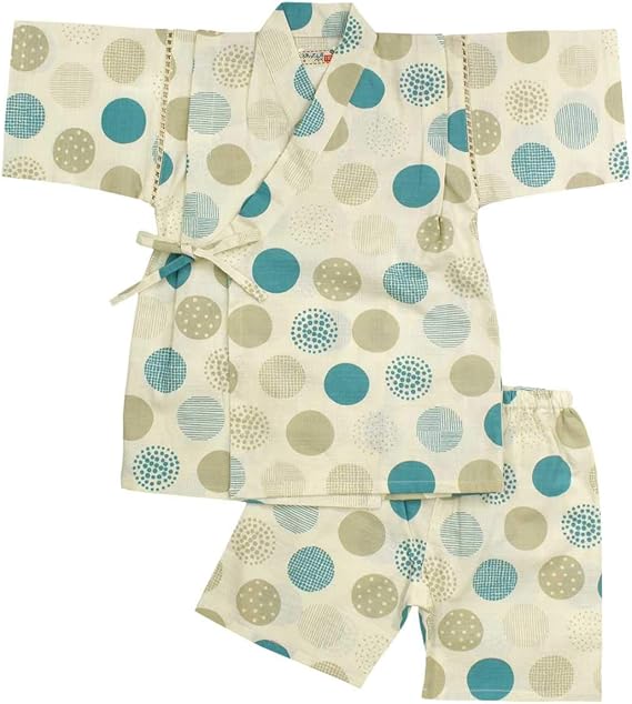 Amazon Co Jp 甚平 キッズ 男の子 綿100 おしゃれ 可愛い 上下セット 日本製生地 祭り 花火 暑さ対策 ボーイズ 男児 北欧風 ドット まる柄 130cm アイボリー ファッション