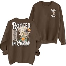 EGELEXY Women Christian Sweatshirt Rooted in Christ Shirts Jesus Boho Clothes Religious Faith Shirt Pullover Tops