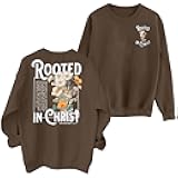 EGELEXY Women Christian Sweatshirt Rooted in Christ Shirts Jesus Boho Clothes Religious Faith Shirt Pullover Tops