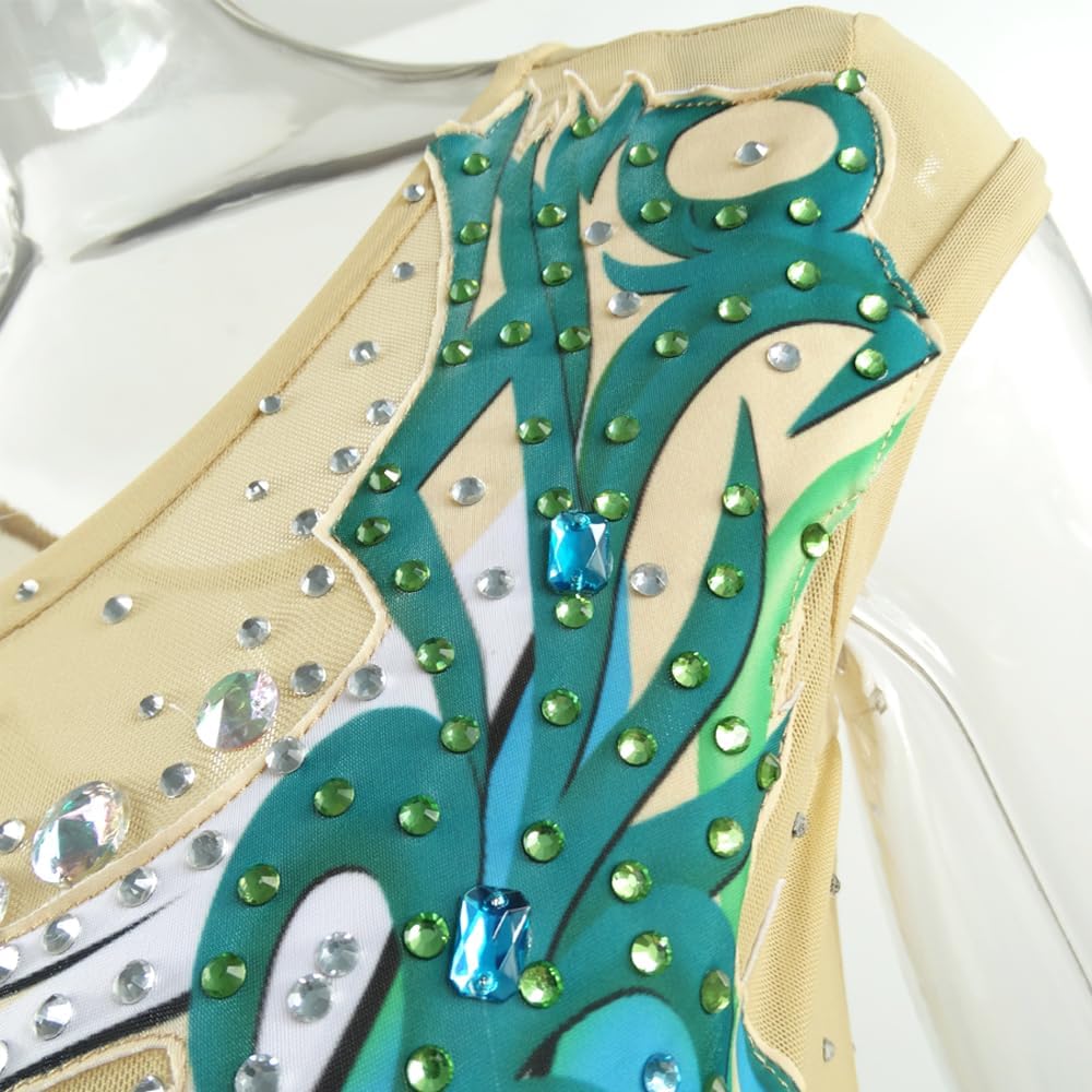 LIUHUO Custom Design Girls Rhythmic Gymnastic Leotards Diamonds Printing Tank Leotards Children Gymnastics Leotards