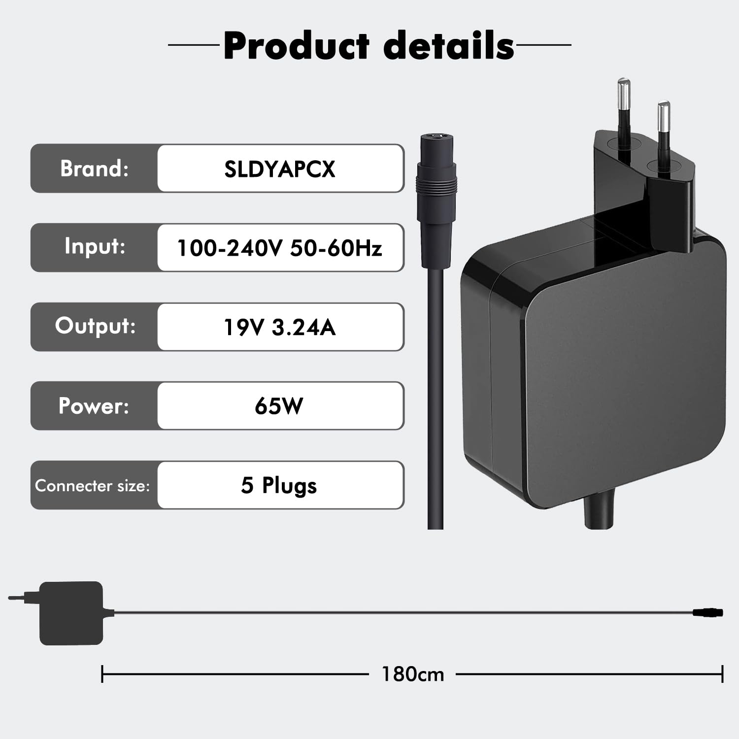 Chargeur Universel AC Adaptateur 65W 45W Compatible avec ASUS VivoBook ZenBook Notebook A52F A53E A53S A54C A55A A56C avec 5 connecteurs différents pour Un Remplacement Facile