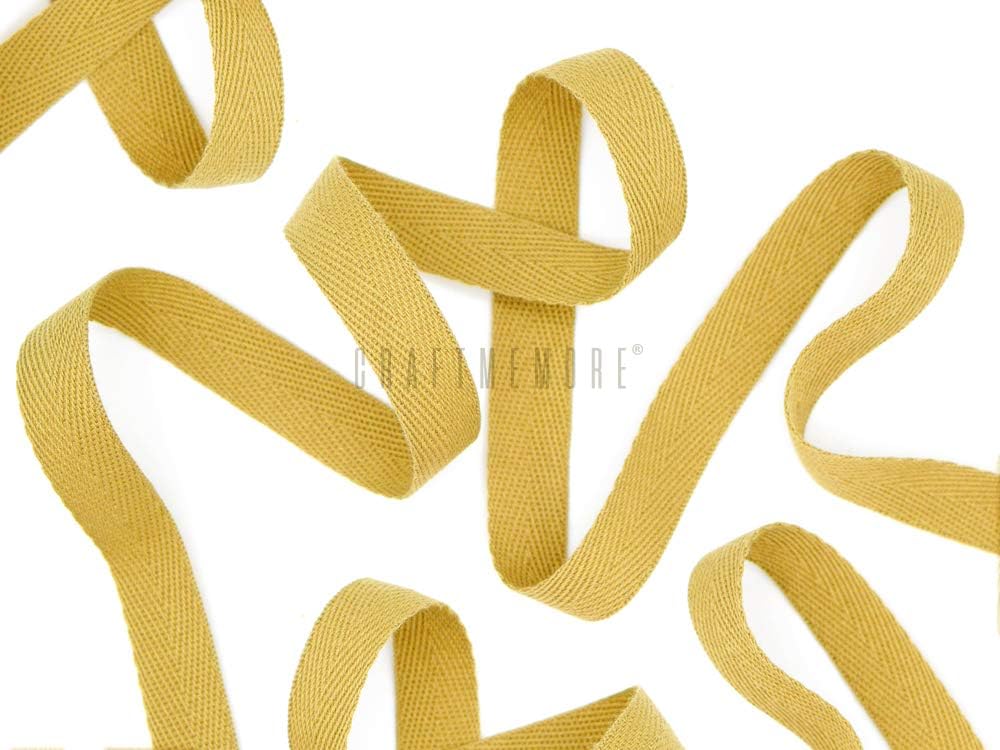 Cotton Twill Tape - 3/8 Inch X 10 Yards, Herringbone Pattern, Yellow Bias Tape For Sewing, Binding, And Craft Projects