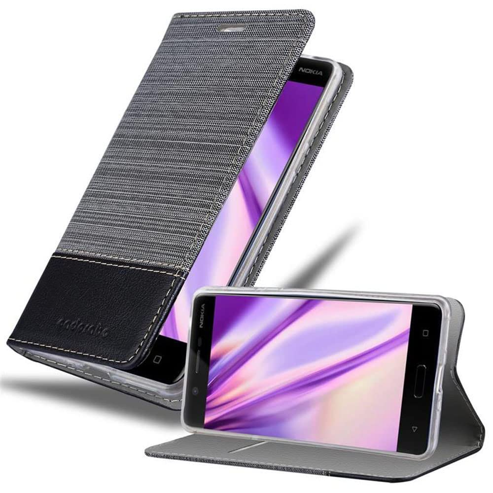 Custodia Libro Cadorabo Per Nokia 5 2017 - Grigio/nero Con Vani Carte E Chiusura Magnetica - Portafoglio