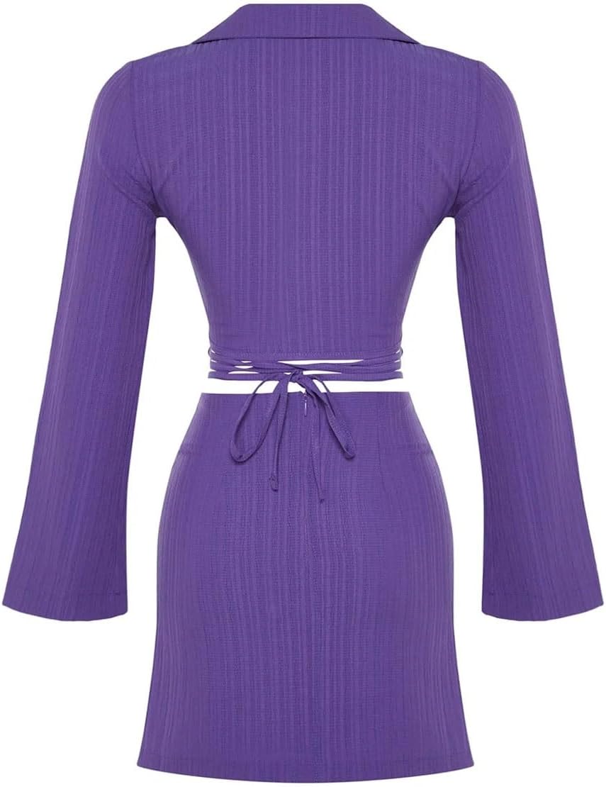 Women's Straight Long Sleeve Beach Suit Women's Half Hollow Design Breathable Cool Sexy Suit(D)