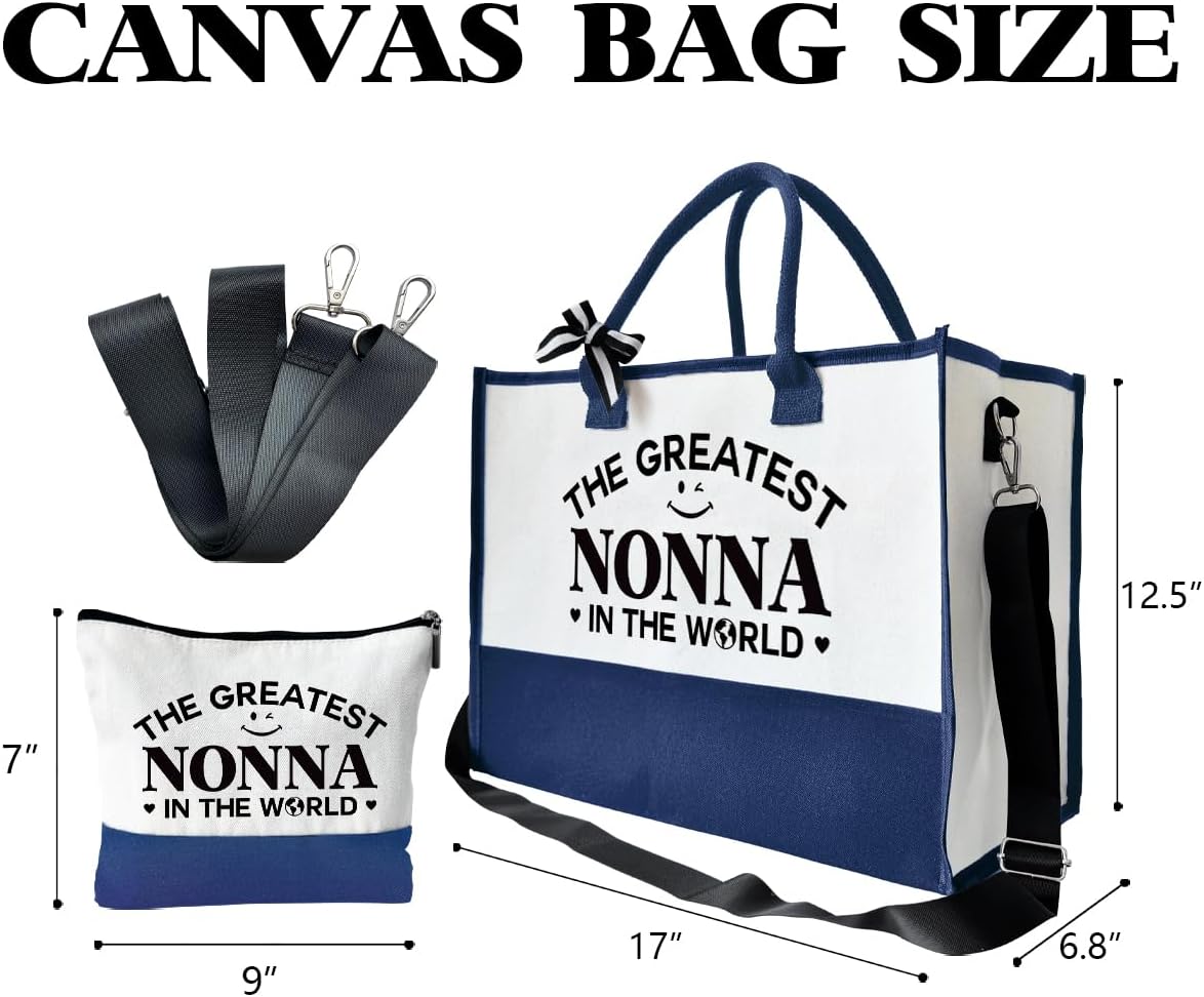 The Greatest Nonna Bag Gifts, Canvas Tote Bag for Grandma, Grandma Gifts, Cosmetic Bag, Makeup bag, Travel Bag Gifts for Nonna, Canvas Tote Bag With Zipper, Mothers Day Christmas Gifts A50 - Image 3