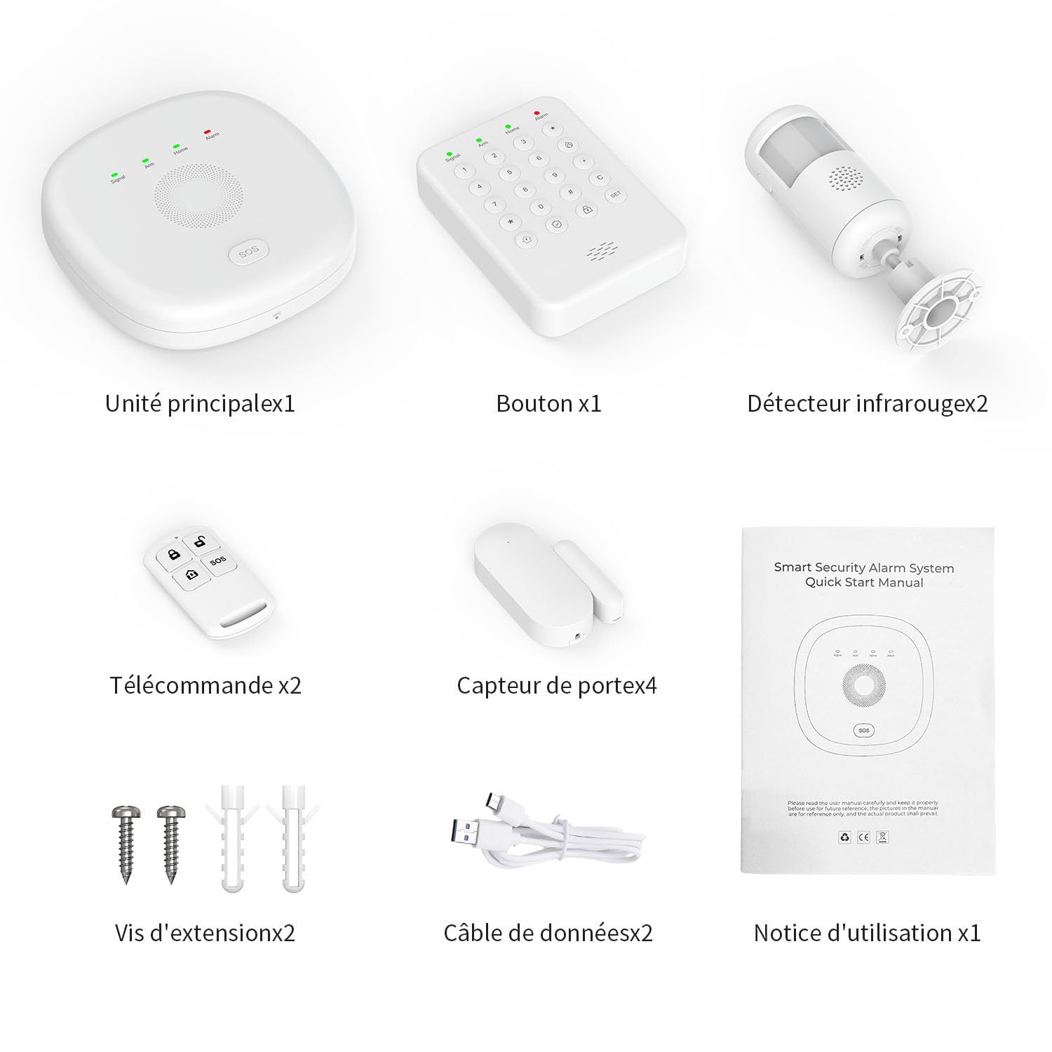 PGST Allarme Casa Senza Fili,GSM 4G/Wi‑Fi Sistema Allarme Casa con Tastiera, Sensori Porta e Sensori di Movimento, Avvisi istantanei tramite App,Compatibile con Alexa e Google
