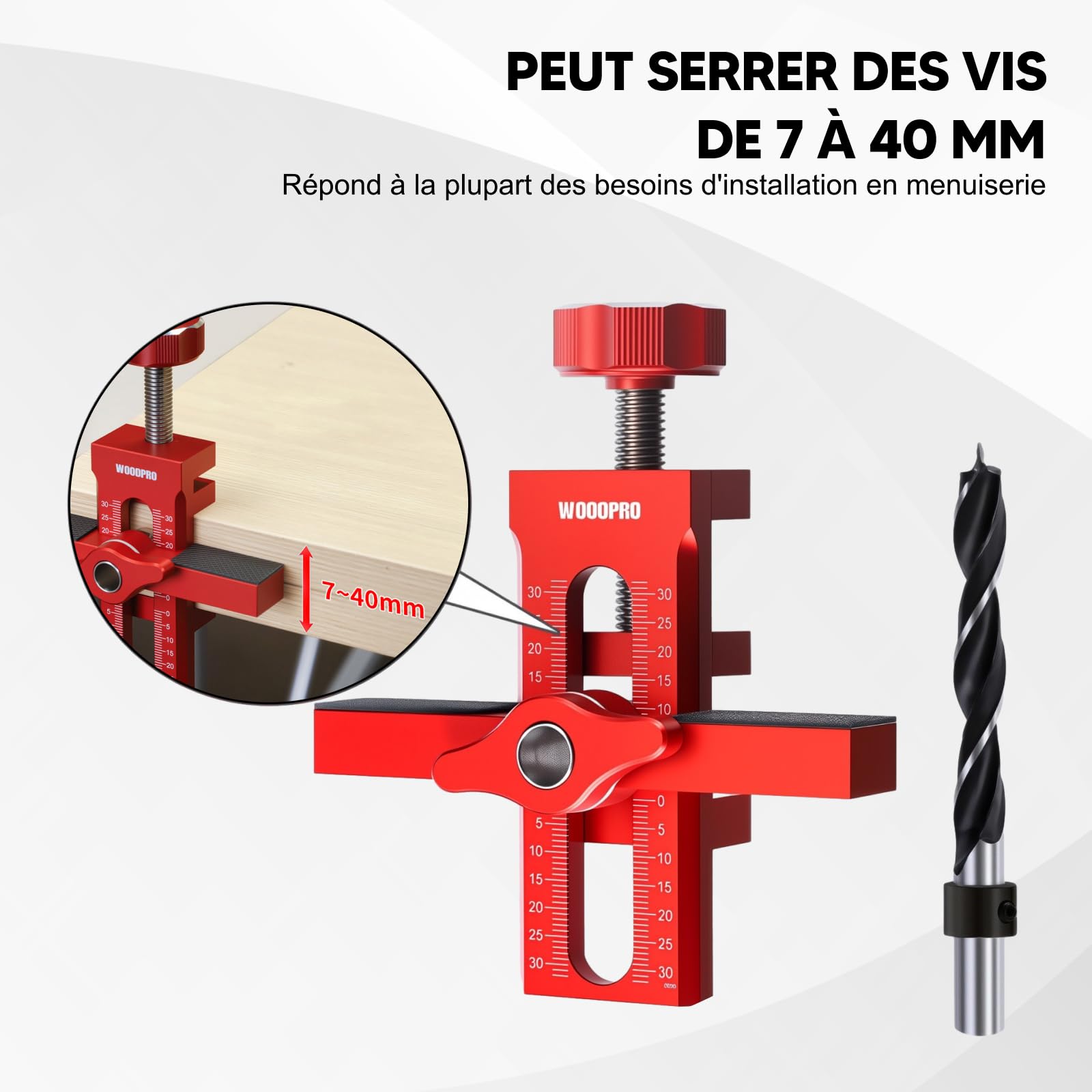 MagiDeal Gabarit d'Installation Bras de Support Armoire Outil Charnière Poignée Réglable Perceuse