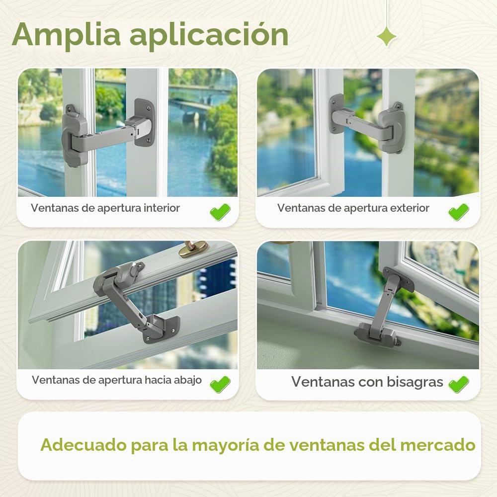 SAFELON 2 Piezas Actualizado Limitador de ventana de seguridad para niños, Ventana Gap Tamaño Bebé Seguridad Ventana Restrictiva, Cerradura de Seguridad de Ventana (Gris)