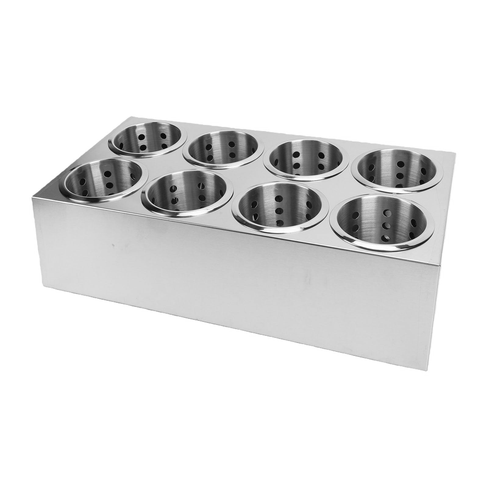 Haofy Soporte Cilíndrico de Acero Inoxidable para Cubiertos, Organizador de Utensilios de 8 Compartimentos con Alfombrilla Inferior Antideslizante para Cucharas, Tenedores y Palillos