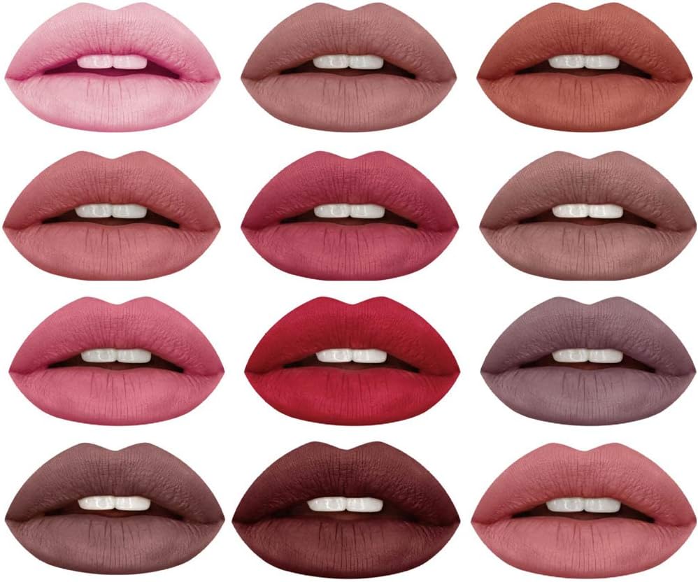 Lipstick set 12Pcs Matte Liquid Lipstick Madly Waterproof Long Lasting Matte Liquid Lipstick Beauty Lip