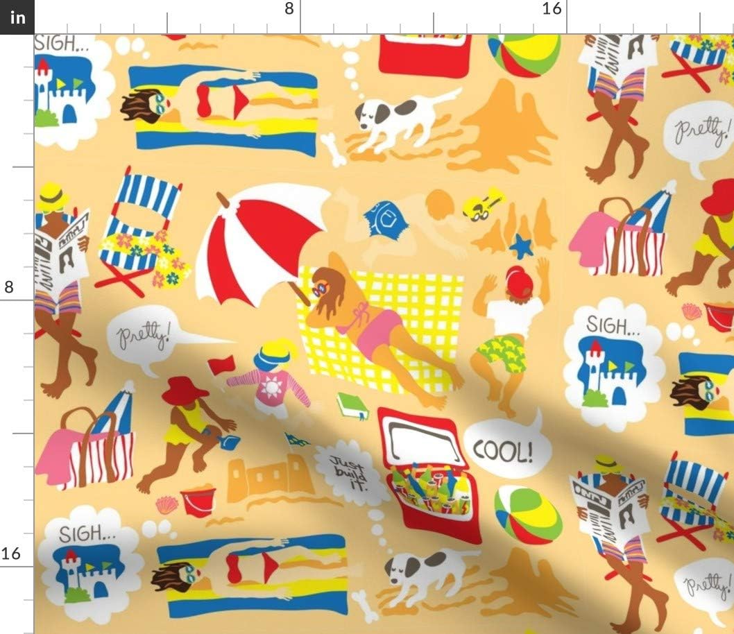 Spoonflower Fabric - Life Beach Sand Ocean Coast Sea Vacation Seaside Sun Printed on Petal Signature Cotton Fabric by The Yard - Sewing Quilting Apparel Crafts Decor