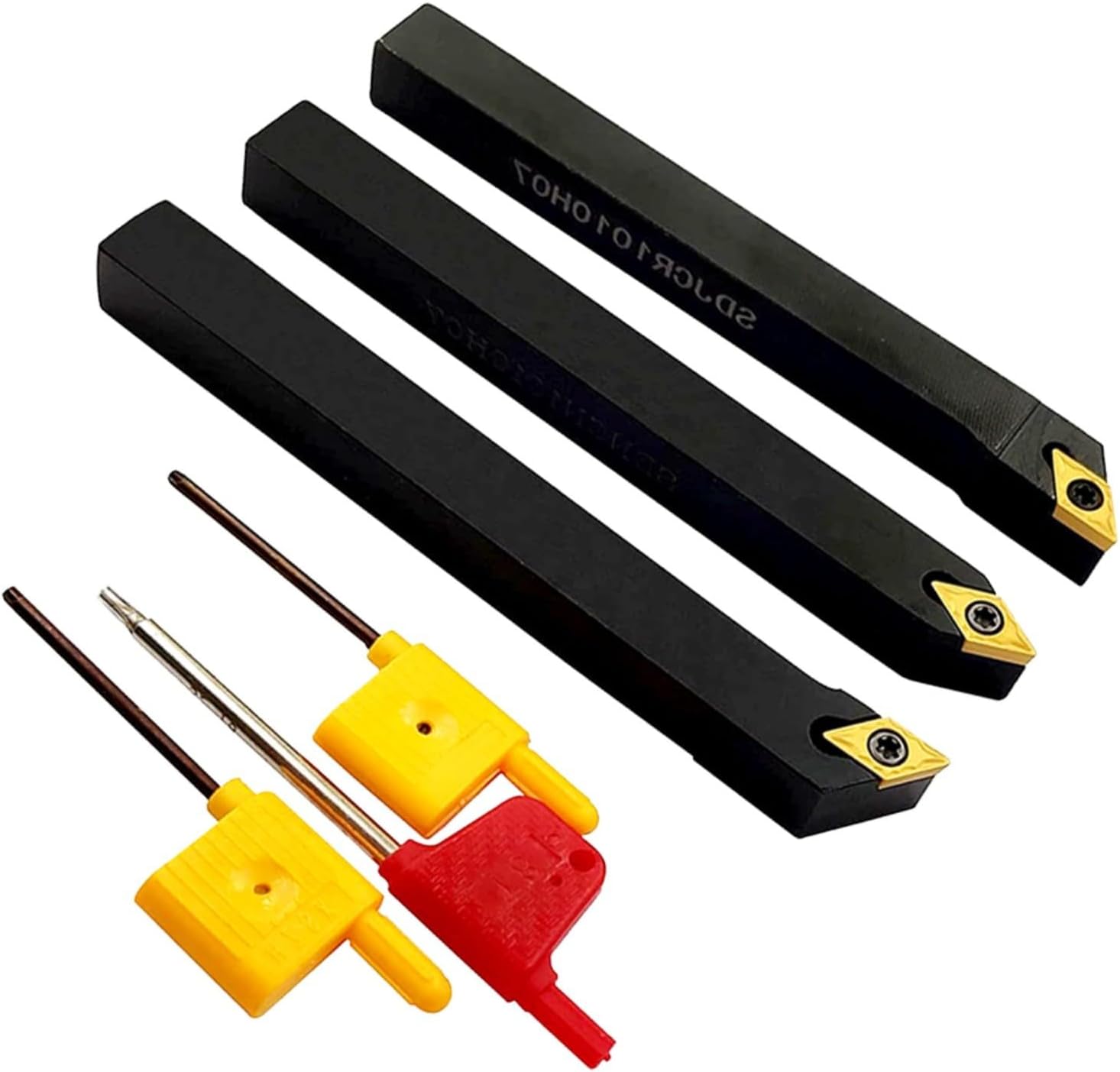 CNC Lathe Tool Holder Kit SDNCN1010H07 SDJCL1010H07 SDJCR1010H07 Includes DCMT070204 Carbide Inserts And T8 Wrench For Metalworking