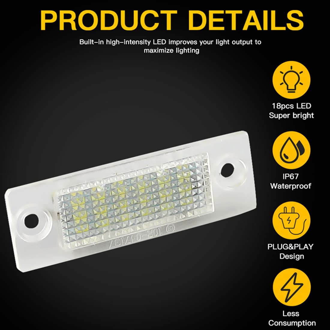 2 Pièces CANbus 12V 18 LED S Voiture LED Plaque D'immatriculation Lumières Lampe Pour VW Transporter T5 Caddy Touran Golf Passat Blanc 6000k