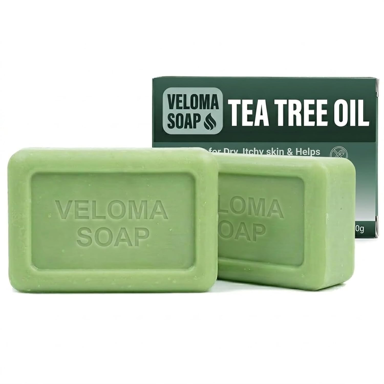 Veloma Antifungal Soap,Veloma Soap,with Tea Tree Oil & Coconut Oil & Witch Hazel, Deep Pore Cleansing,Supports Clear, Healthy-Looking Skin (2PCS)
