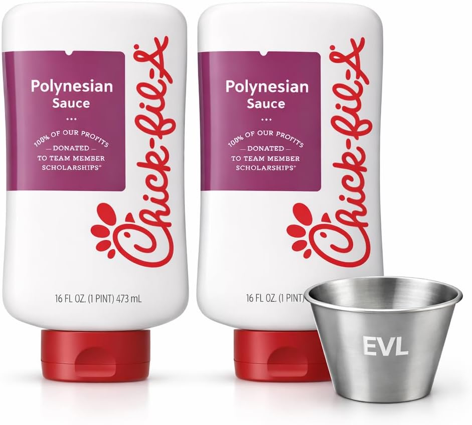 Polynesian Sauce Sauce Bundle – 2 Pack, 16 fl oz Squeeze Bottles with Reusable Sauce Cup – Perfect for Chicken, Sandwiches, and Snacks