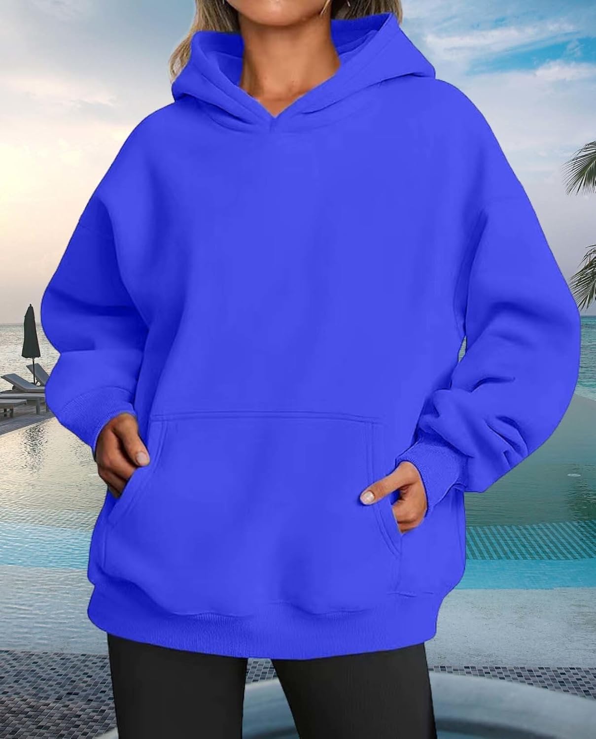 Womens Hooded Pullover Sweater Fashion Casual Loose Version With Pockets Spring And Autumn Hooded Sweater - Image 4