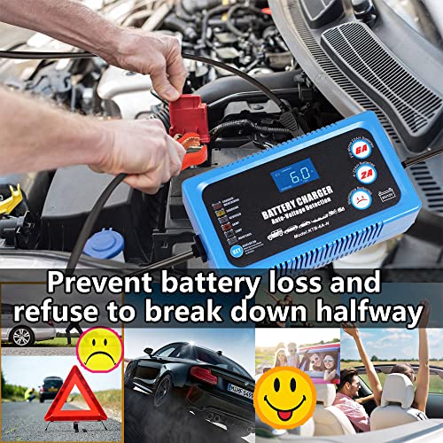 Katbo 6 Amp Smart Battery Charger 12V 6V Automatic And Manual Switch 2A Or 6A For Car Batteries Lead-Aicd,Std,Gel,Sla,Agm #TOP5