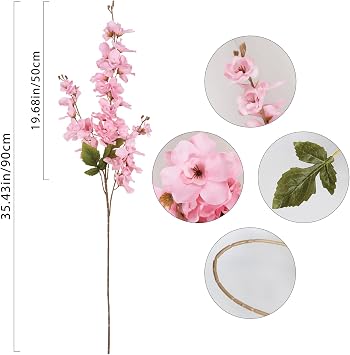 6PCS Long Stem Artificial Delphinium Flowers 35.43'' Pink Fake Larkspur Artificial Flower for Tall Vase Wedding Arrangements Bridal Bouquets Blossoms Flowers for Home Table Decor(Pink)