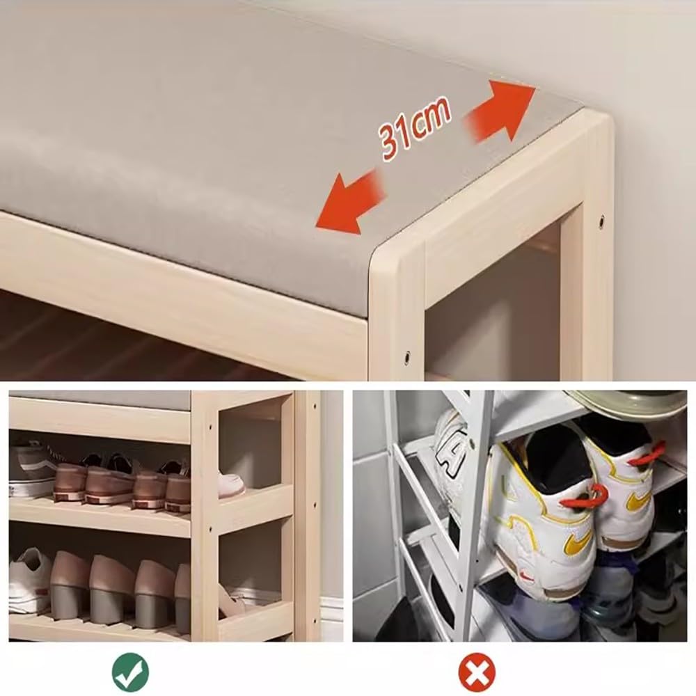 Árbol de pasillo de entrada con banco y 12 ganchos, estante de almacenamiento de almacenamiento de organizador de zapata de rack de abrigo 3 en 1 para baño, muebles de madera resistentes con fácil mon
