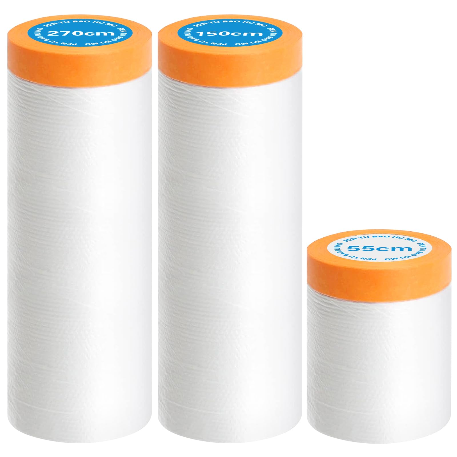 QWORK® Pellicola Protettiva Antipolvere - 4 Rotoli (55cmx20m E 150cmx20m) Con Nastro Adesivo, Per Ristrutturazioni