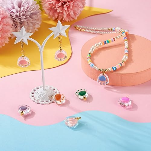 Miniatura 5 de KISSITTY 36 dijes de pata para mascotas, collares de animales, gatos, perros, osos, huellas, colgantes de cristal esmaltado, colgantes para