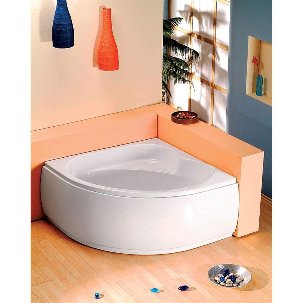 Wanna narożna SIRIUS 130 x 130 cm, głębokość 43 cm, z zestawem odpływowym i nóżkami wanny