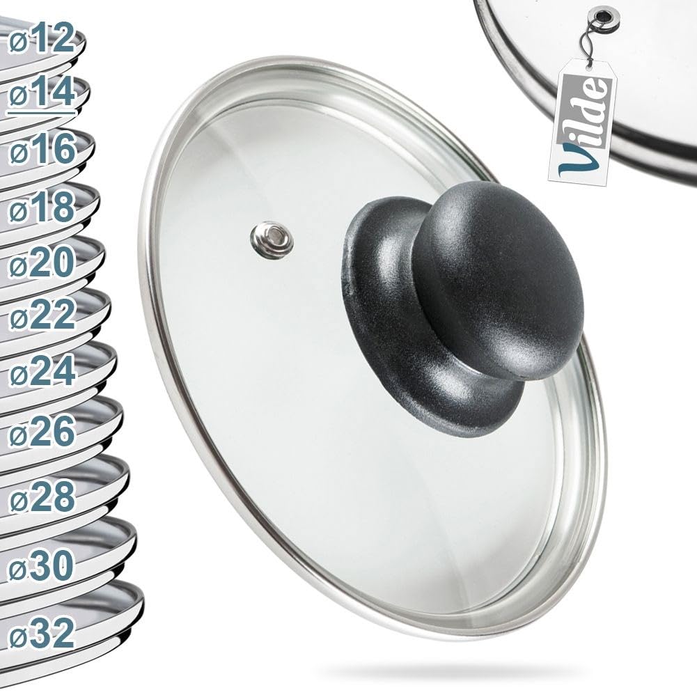 Couvercle En Verre Avec Bord Acier – Transparent, Diamètre 26 Cm – Pour Casseroles, Poêles