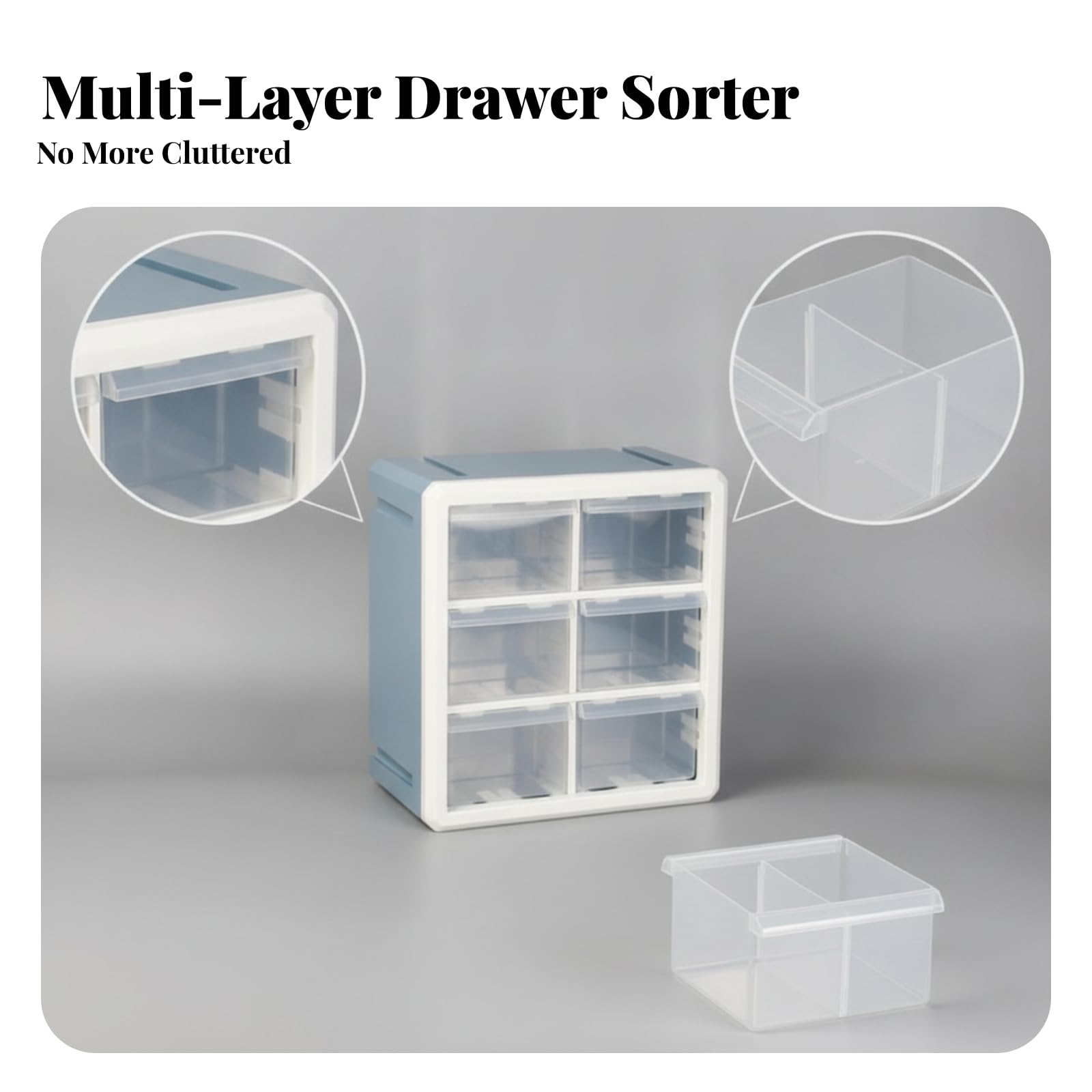 Organizzatore a Cassetti Cassetti Trasparenti Estraibili Mobili Contenitori Plastica Arredo Ufficio, Nero