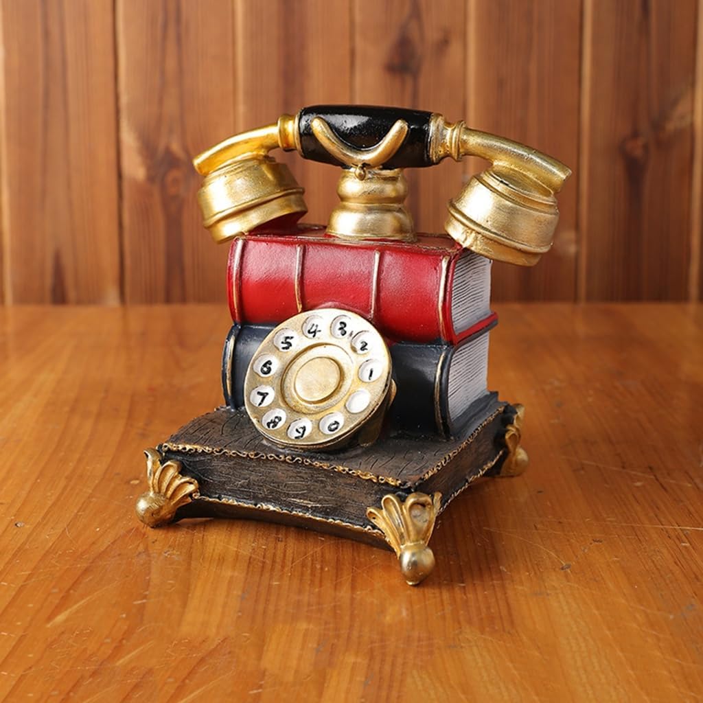 European Classical Rotary Dials Phone Model Collectible Miniature Decors Movie Props Vintage Landline Telephone Replicas