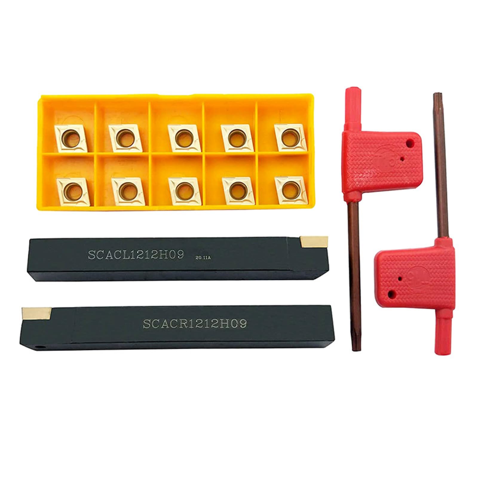 Maizoon Juego de herramientas de torneado de torno CNC de 1/5.1 cm 12 mm SCACR1212H09 SCACL1212H09 Barra de corte de torno de metal + 10 piezas CCMT09T304 cuchillas de inserción de aleación dura