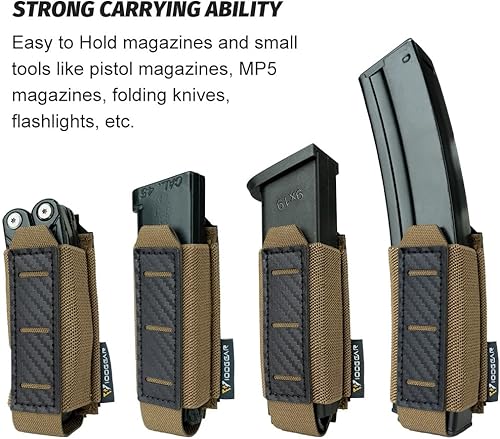 Miniatura 6 de IDOGEAR Bolsa de pistola Mag de 0.354 in para revistas, soporte MOLLE con fibra de carbono con patrón de placa de PP para construcción de cargadores