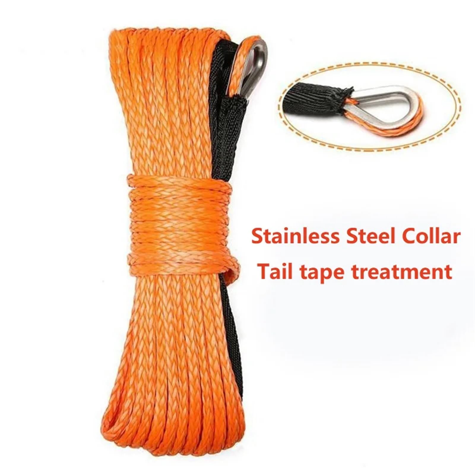 Cinghia di traino per impieghi gravosi Cinghia di traino for impieghi gravosi, verricello di traino, cavo di corda, linea di corda in fibra sintetica(Grey,6mmx15m)