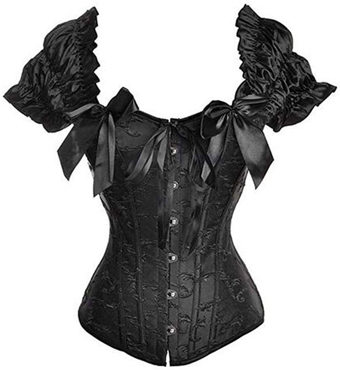 Women's Lace up Gothic Jacquard Shoulder Straps Tank Overbust Shaper Corset Bustiers Top