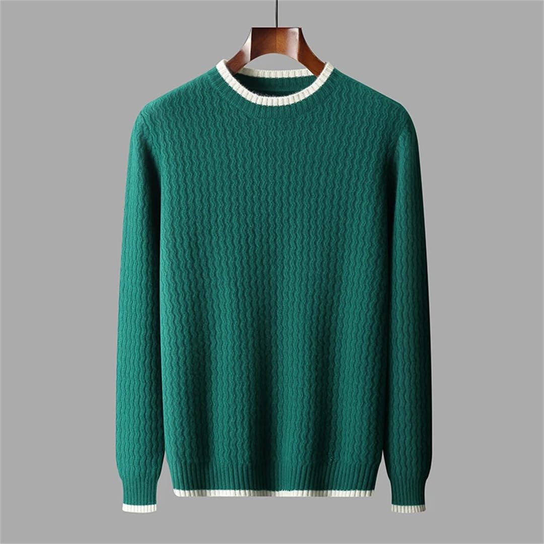 Yeuyyben Maglione in lana merino per gli uomini inverno ispessito moda casual motivo a righe pullover lavorato a maglia maglioni vintage